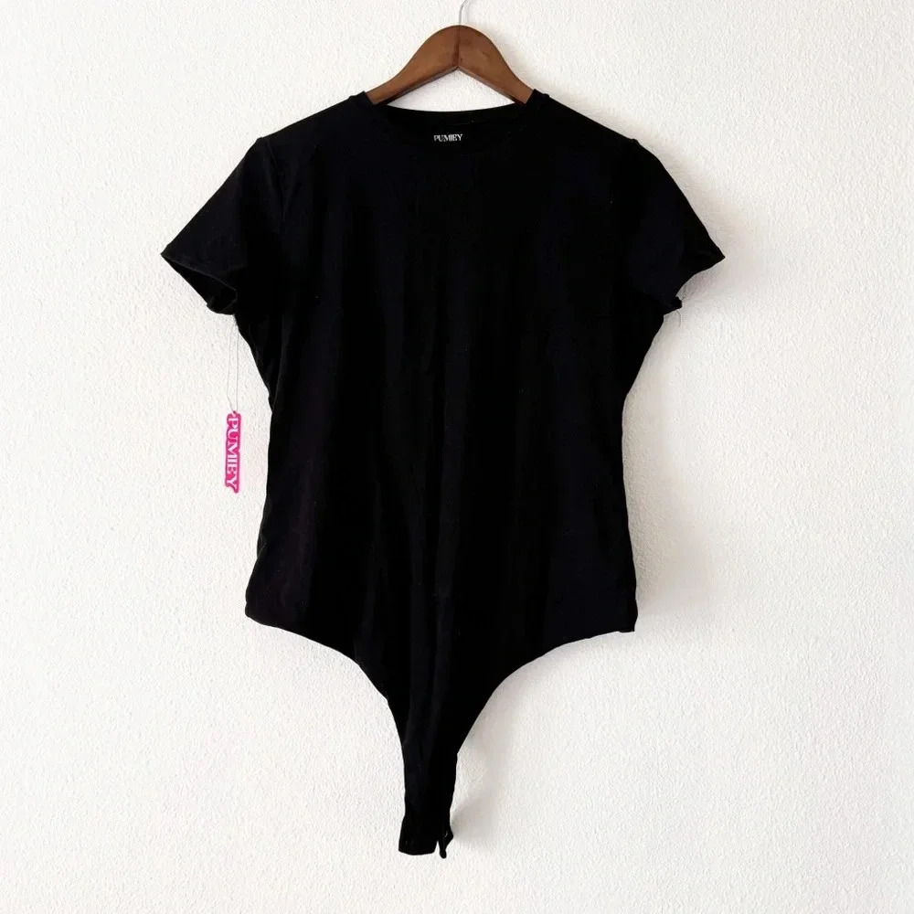 Black Body Suit TShirt Butter Soft Basic Stretch 2X Plus Women’s Trendy NWT - Picture 2 of 10